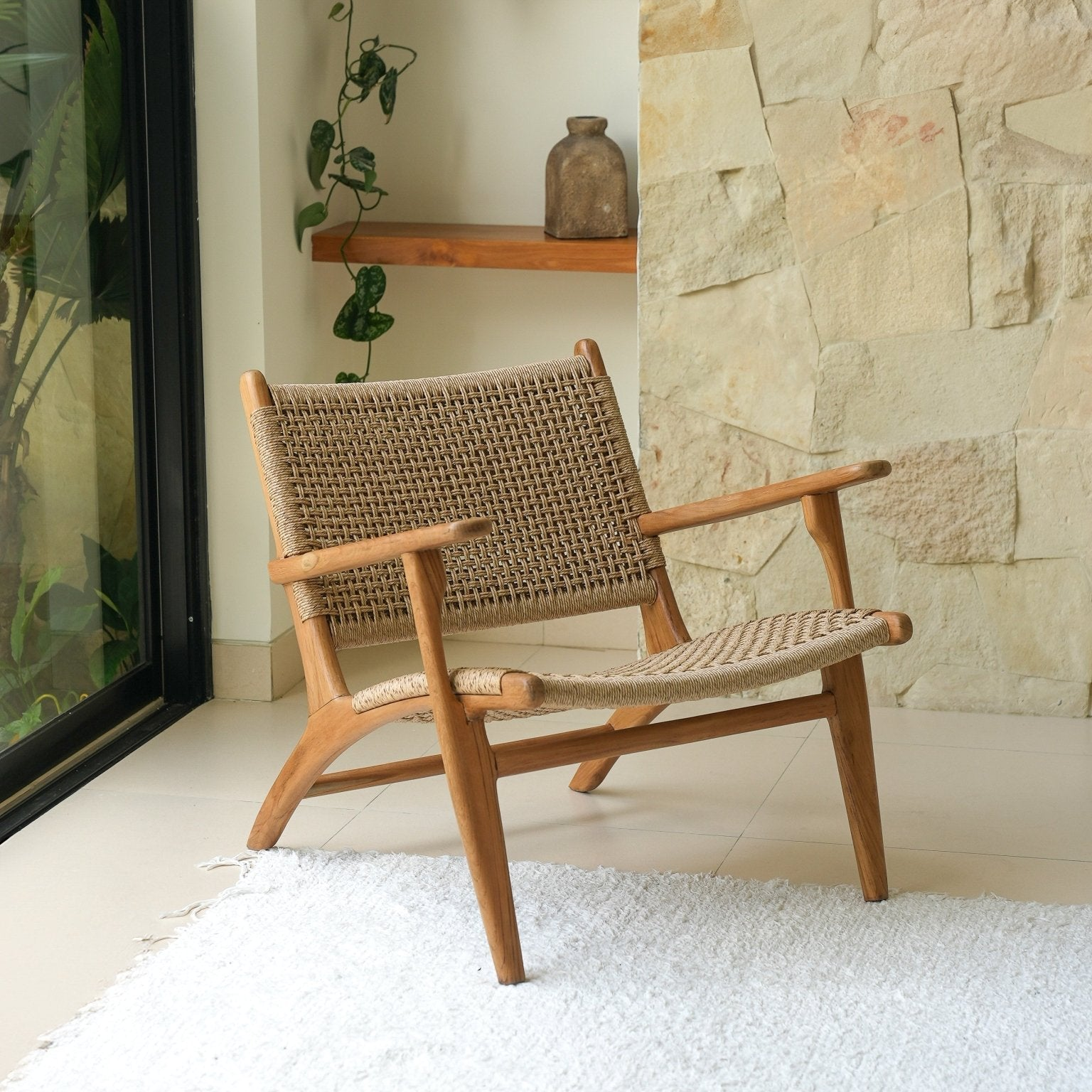 Zara Rattan Accent Chair With Armrest